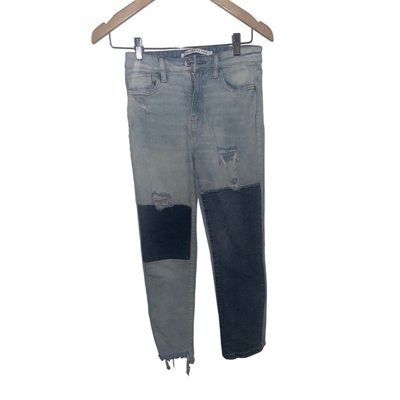 Celebrity Pink Patchwork Distressed‎ Skinny Jeans Size 3/26 Raw Hem - Picture 1 of 5